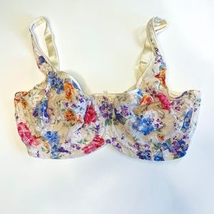 Pre-80's Vintage Multicolor Floral Lace Bra with Underwire